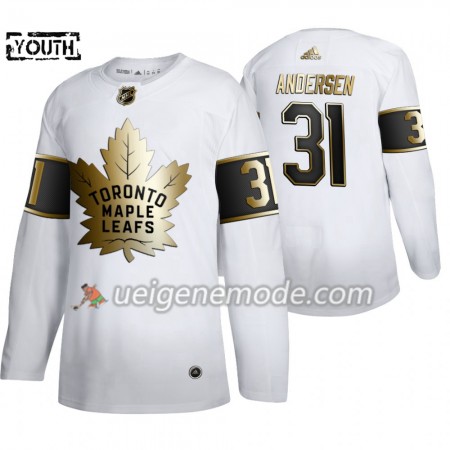Kinder Eishockey Toronto Maple Leafs Trikot Frederik Andersen 31 Adidas 2019-2020 Golden Edition Weiß Authentic